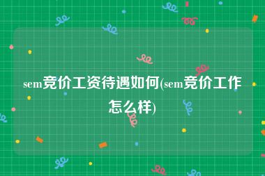 sem竞价工资待遇如何(sem竞价工作怎么样)