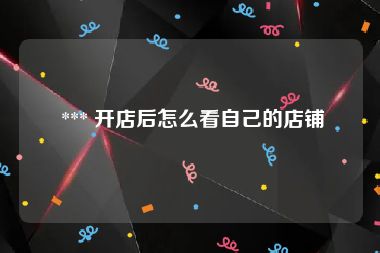  *** 开店后怎么看自己的店铺
