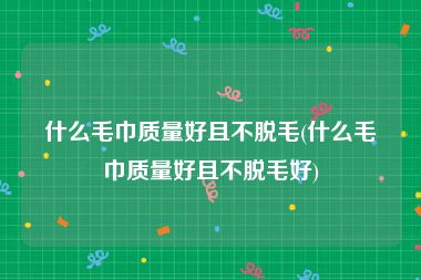 什么毛巾质量好且不脱毛(什么毛巾质量好且不脱毛好)