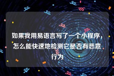 如果我用易语言写了一个小程序，怎么能快速地检测它是否有恶意行为
