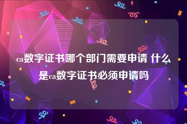 ca数字证书哪个部门需要申请 什么是ca数字证书必须申请吗
