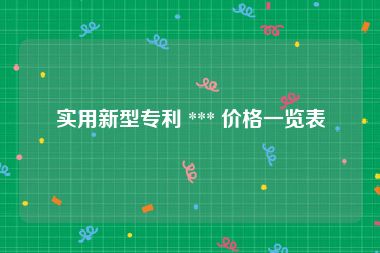 实用新型专利 *** 价格一览表