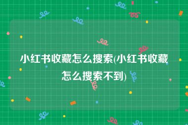 小红书收藏怎么搜索(小红书收藏怎么搜索不到)