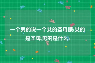一个男的说一个女的圣母婊(女的是圣母,男的是什么)