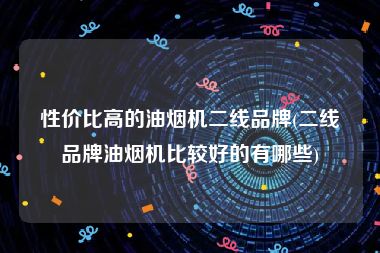 性价比高的油烟机二线品牌(二线品牌油烟机比较好的有哪些)