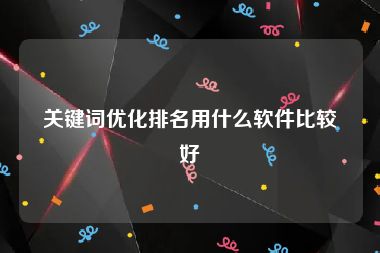 关键词优化排名用什么软件比较好