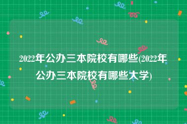 2022年公办三本院校有哪些(2022年公办三本院校有哪些大学)