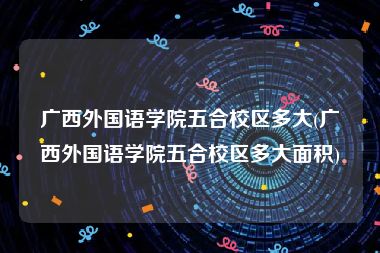 广西外国语学院五合校区多大(广西外国语学院五合校区多大面积)