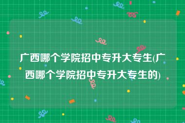 广西哪个学院招中专升大专生(广西哪个学院招中专升大专生的)