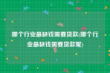 哪个行业最缺钱需要贷款(哪个行业最缺钱需要贷款呢)