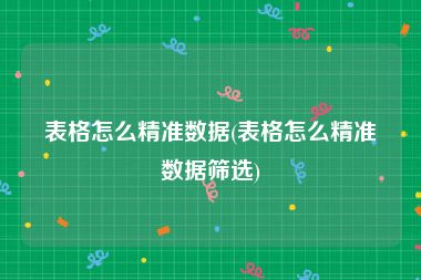 表格怎么精准数据(表格怎么精准数据筛选)