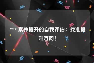  *** 素养提升的自我评估：找准提升方向！
