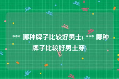  *** 哪种牌子比较好男士( *** 哪种牌子比较好男士穿)