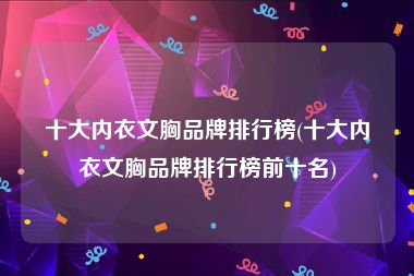十大内衣文胸品牌排行榜(十大内衣文胸品牌排行榜前十名)