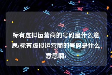 标有虚拟运营商的号码是什么意思(标有虚拟运营商的号码是什么意思啊)