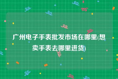 广州电子手表批发市场在哪里(想卖手表去哪里进货)
