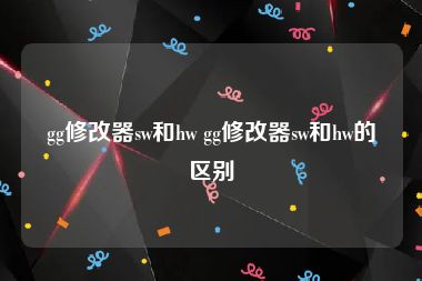 gg修改器sw和hw gg修改器sw和hw的区别