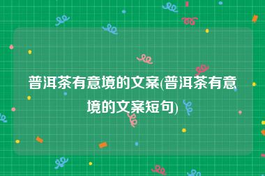 普洱茶有意境的文案(普洱茶有意境的文案短句)