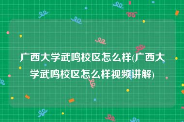 广西大学武鸣校区怎么样(广西大学武鸣校区怎么样视频讲解)