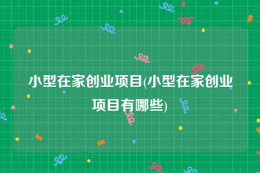 小型在家创业项目(小型在家创业项目有哪些)