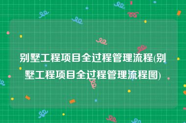 别墅工程项目全过程管理流程(别墅工程项目全过程管理流程图)