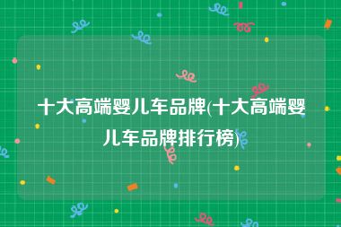 十大高端婴儿车品牌(十大高端婴儿车品牌排行榜)