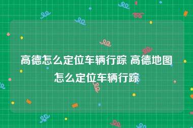 高德怎么定位车辆行踪 高德地图怎么定位车辆行踪