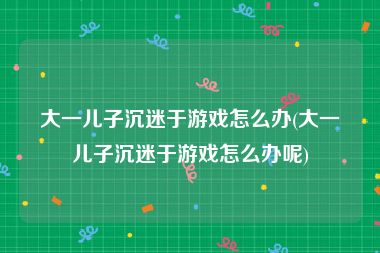 大一儿子沉迷于游戏怎么办(大一儿子沉迷于游戏怎么办呢)