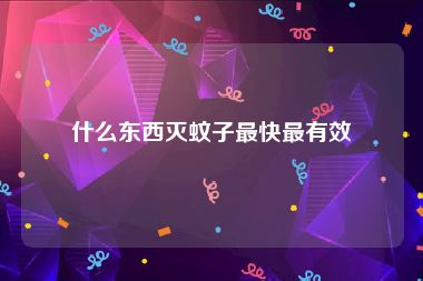 什么东西灭蚊子最快最有效