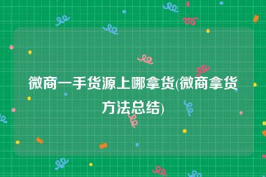 微商一手货源上哪拿货(微商拿货方法总结)