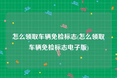 怎么领取车辆免检标志(怎么领取车辆免检标志电子版)