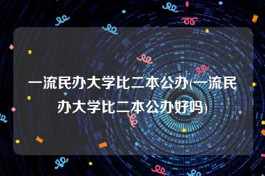 一流民办大学比二本公办(一流民办大学比二本公办好吗)