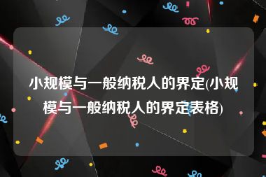 小规模与一般纳税人的界定(小规模与一般纳税人的界定表格)