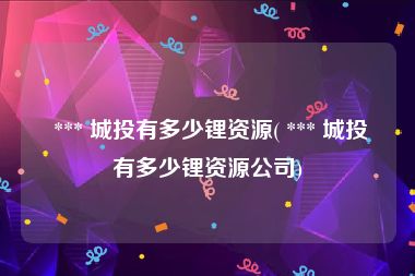  *** 城投有多少锂资源( *** 城投有多少锂资源公司)