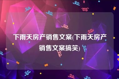 下雨天房产销售文案(下雨天房产销售文案搞笑)
