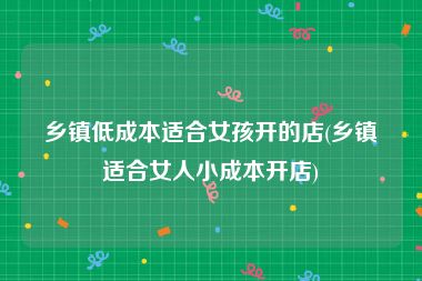 乡镇低成本适合女孩开的店(乡镇适合女人小成本开店)