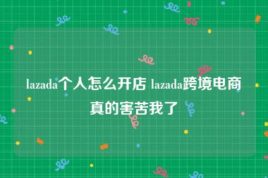 lazada个人怎么开店 lazada跨境电商真的害苦我了