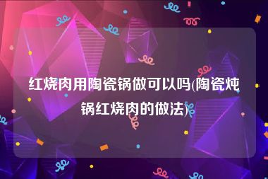 红烧肉用陶瓷锅做可以吗(陶瓷炖锅红烧肉的做法)
