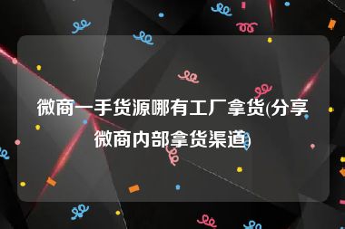 微商一手货源哪有工厂拿货(分享微商内部拿货渠道)