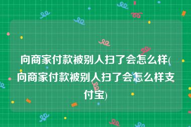 向商家付款被别人扫了会怎么样(向商家付款被别人扫了会怎么样支付宝)