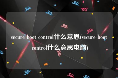 secure boot control什么意思(secure boot control什么意思电脑)