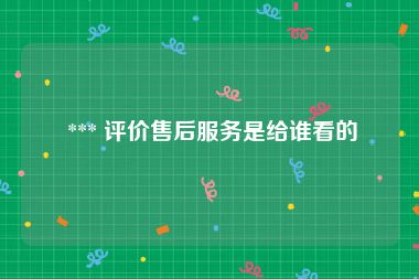  *** 评价售后服务是给谁看的