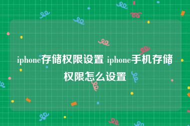 iphone存储权限设置 iphone手机存储权限怎么设置