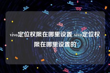 vivo定位权限在哪里设置 vivo定位权限在哪里设置的