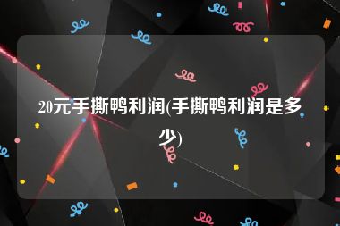 20元手撕鸭利润(手撕鸭利润是多少)