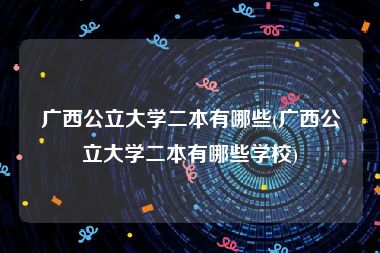 广西公立大学二本有哪些(广西公立大学二本有哪些学校)